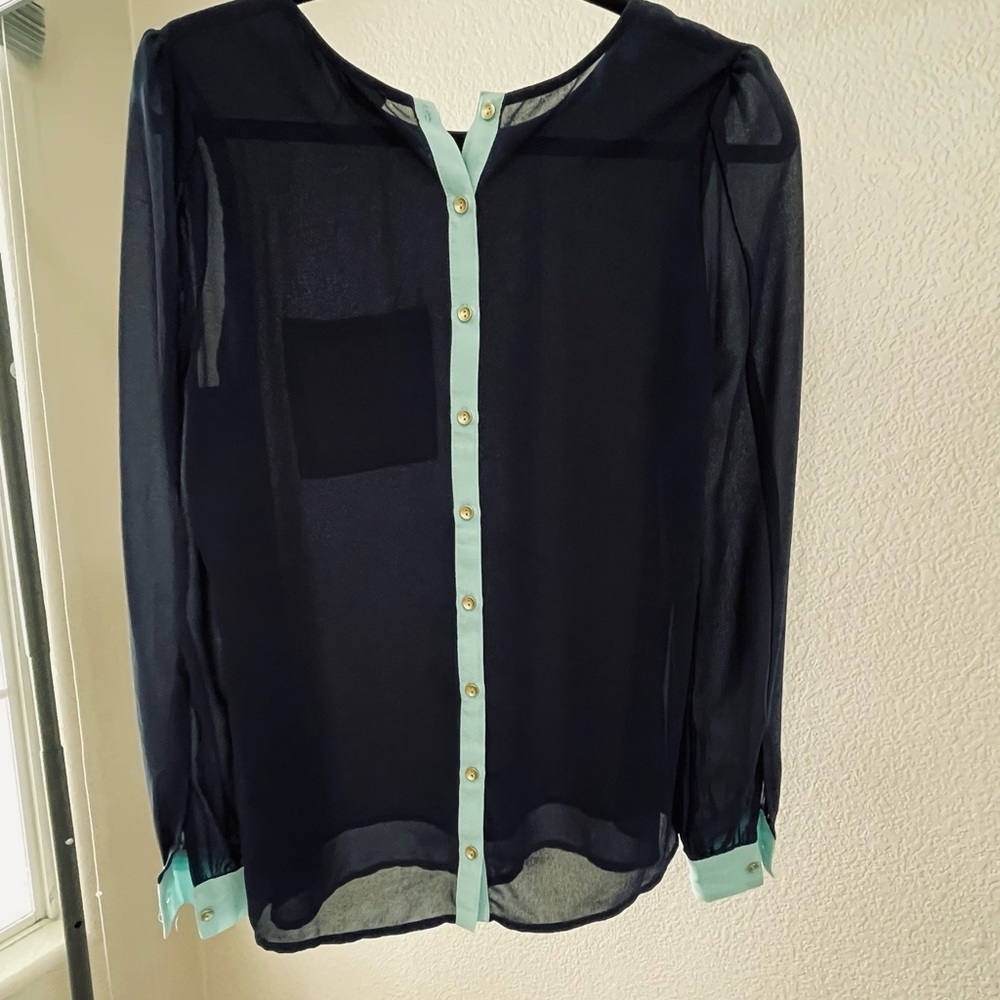 Almost new navy and aqua dress shirt.